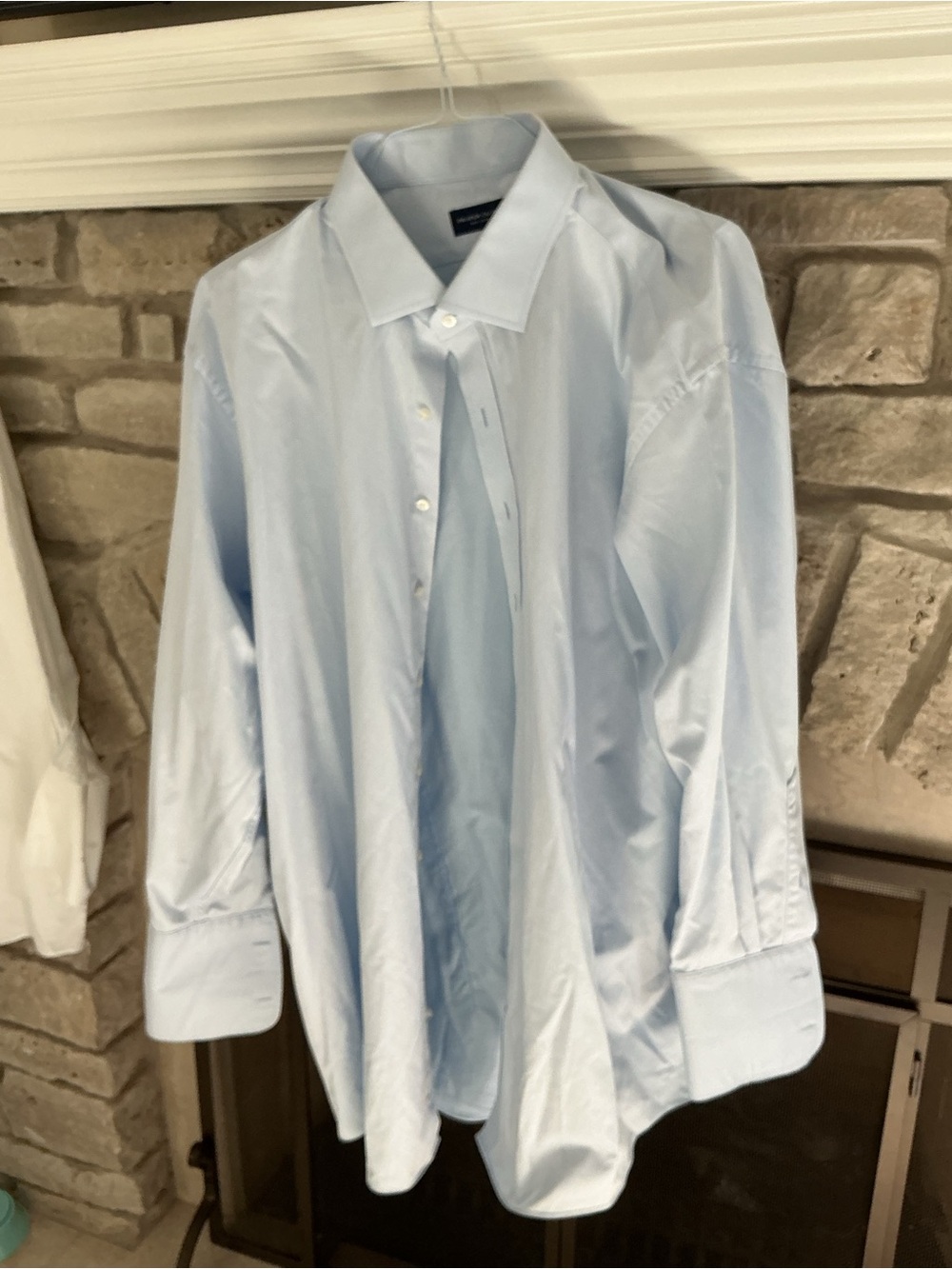 Men's Light Blue Dress Shirt with Spread Collar big size